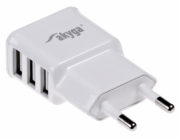 TRX Akyga USB nabíječka 220V/ 5V/ 3.1A/ 3x USB/ bílá