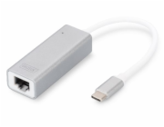 Digitus USB 3.2 Gen 1 Adapter, USB-C Stecker > RJ-45 Buchse (weiß/silber, 20cm, 10/100/1.000 Mbit/s)