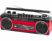 Radiomagnetofon Trevi, RR 501BT/RD, MW/FM/SW1-2, autostop, USB, čtečka SD, Bluetooth, vestavěný mikrofon, 230 V/4xD, barva červená