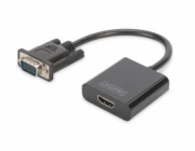 DIGITUS Převodník VGA na HDMI + zvuk (3,5 mm) Full HD (1080p), kabelový typ (15 cm), černý