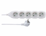 Prodlužovací kabel 1,5m / 5 zásuvek / bílý / PVC / 1mm2