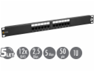 19" patch panel Solarix 12 x RJ45 CAT5E UTP 150 MHz černý...