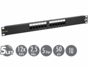 19" patch panel Solarix 12 x RJ45 CAT5E UTP 150 MHz černý 1U SX12-5E-UTP-BK
