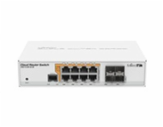 MikroTik Cloud Router Switch CRS112-8P-4S-IN, 400MHz CPU, 128MB RAM, 8xLAN, PoE max. 67W, 4xSFP slot, vč. L5 licence