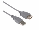 PREMIUMCORD Kabel USB 2.0 A-A 1m, prodlužovací (M/F) šedý
