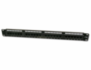DIGITUS CAT 5e patch panel, nestíněný, 24 portů RJ45, 8P8C, LSA, 1U, do  stojanu, černý, 482x44x109