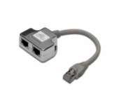Digitus Adaptér pro patch kabel CAT 5e, 2x CAT 5e, stíněné PC-PC, 2x samice RJ45 až 1x samec RJ45, 0,19 m