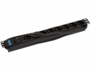 TRITON 19" rozvodný panel 8x230V - 2m, bleskojistka, černý