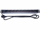 PremiumCord Panel napájecí do 19" racku 1U, 9x230V, 2m kabel