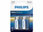 Philips baterie C ExtremeLife+, alkalická - 2ks
