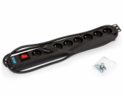 TRITON 19" rozvodný panel 8x230V - 2m, vypínač, černý