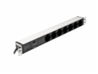 DIGITUS 19" PDU, 1U hliník, SCHUKO -> 7x CEE 7/4, JISTIČ