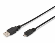 Digitus USB 2.0 kabel USB A samec na USB micro B samec, 2x stíněný, Měď, 3m