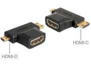 Delock - Rozdvojka HDMI - HDMI se zdířkami (female) do 19 pin mini HDMI Type C, 19 pin micro HDMI Type D s piny (male) - černá