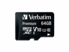 VERBATIM MicroSDXC karta 64GB Premium, U1 + adaptér