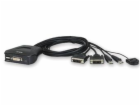 ATEN 2-port DVI KVM USB mini, integrované kabely, tlačítk...