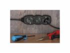 Prodlužovací kabel 1,5m / 3 zásuvky / černý / PVC / 1mm2