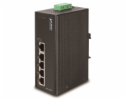 Planet ISW-504PT, 5x 10/100, 4x POE IEEE 802.3af, 60W, DIN, IP30, -40~75 st.C