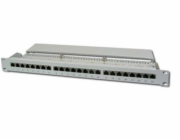 Digitus CAT 6 patch panel, stíněný, 24 portů RJ45, 8P8C, LSA, 1U, montáž do stojanu, šedá, 482x44x109 mm
