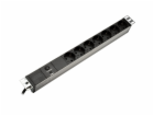 DIGITUS 19" PDU, 1U hliník, SCHUKO -> 7x CEE 7/4, JISTIČ