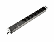 DIGITUS 19" PDU, 1U hliník, SCHUKO -> 7x CEE 7/4, JISTIČ