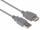 PremiumCord USB 2.0 kabel prodlužovací, A-A, 3m, šedá
