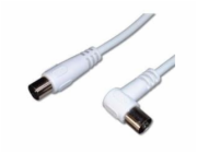 PREMIUMCORD TV kabel anténní propojovací 10m, konektor 90° (koaxiální, M/F, 75 Ohm)
