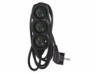 Prodlužovací kabel 1,5m / 3 zásuvky / černý / PVC / 1mm2