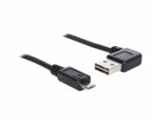 DeLOCK Kabel EASY-USB 2.0, USB-A zástrčka 90° > Micro-USB zástrčka (černá, 5 metrů, pravoúhlý/levý)