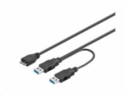 PREMIUMCORD Kabel USB 3.0 2xA - micro (M/F) 30cm DUÁLNÍ (...