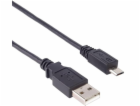 Kabel micro USB 2.0, A-B 1,8m s delším  konektorem