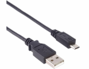 Kabel micro USB 2.0, A-B 1,8m s delším  konektorem