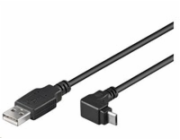 PremiumCord Kabel micro USB 2.0, A-B, konektor do úhlu 90° 1m (černý)