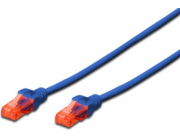 Digitus Ecoline Patch Cable, UTP, CAT 6e, AWG 26/7, modrý 0,5m, 1ks