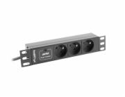 LANBERG POWER STRIP RACK 10" (1U, 16A, 3X 230V PL)