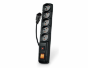 Acar F5 IEC 1.5m kabel, 5 zásuvek, přepěťová ochrana, C14 do UPS, černý