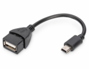 PREMIUMCORD USB redukce kabel USB A/female - Mini 5pin USB/male 20cm OTG