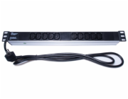 PremiumCord Panel napájecí do 19" racku 1U, 10xIEC (C13), 2m kabel