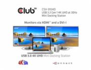 Club3D Mini dokovací stanice USB 3.2 4K30Hz UHD (HDMI/DVI/4x USB 3.1/Ethernet/Audio) DisplayLink® Certified