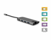 VERBATIM 49142 USB-C Multiport HUB, 3x USB 3.0, 1x USB-C, HDMI, LAN, SD, microSD, šedá dokovací stanice