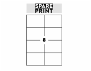 SPARE PRINT PREMIUM Samolepicí etikety bílé, 100 archů A4 v krabici (1arch/8x etiketa 105x74mm)