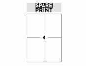 SPARE PRINT PREMIUM Samolepicí etikety bílé, 100 archů A4 v krabici (1arch/4x etiketa 105x148mm)
