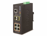Planet IGS-5225-4P2S průmyslový L3 switch, 4x1Gb, 2x1Gb SFP, 4x PoE 802.3at 144W, dual 48-56VDC, -40~75, IP40