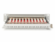 Digitus DN-91612S-EA-G DIGITUS CAT 6A Patch Panel, stíněný, 12-portové pole se štítkem, 1U, 10 "montáž do stojanu, šedá RAL 7035