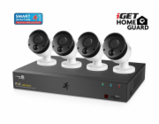 iGET HOMEGUARD HGNVK85304 Kamerový PoE systém se SMART detekcí pohybu, 8-kanálový FullHD NVR + 4x FullHD venkovní kamera