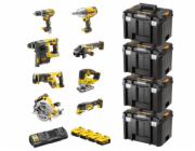 Dewalt DCK865P4T 18V akumulátorový kombinovaný balíček (žluto-černý, 8 akumulátorových nářadí, 4x Li-ion XR baterie 5,0 Ah)