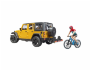 BRUDER Jeep Wrangler Rubicon Unlimited (gelb/schwarz, Inkl. Mountainbike und Radfahrer)