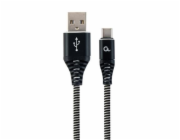 GEMBIRD Kabel USB 2.0 AM na Type-C kabel (AM/CM), 1m, opletený, černo-bílý, blister, PREMIUM QUALITY