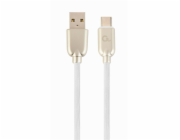 GEMBIRD Kabel USB-A na USB-C kabel (AM/CM), 2m, pogumovaný, bílý, blister