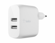 Belkin BOOST CHARGE™ Duální 24W USB-A nástěnná nabíječka, bílá